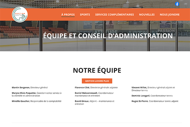 Gestion Loisirs Plus | Réalisation | Site Web